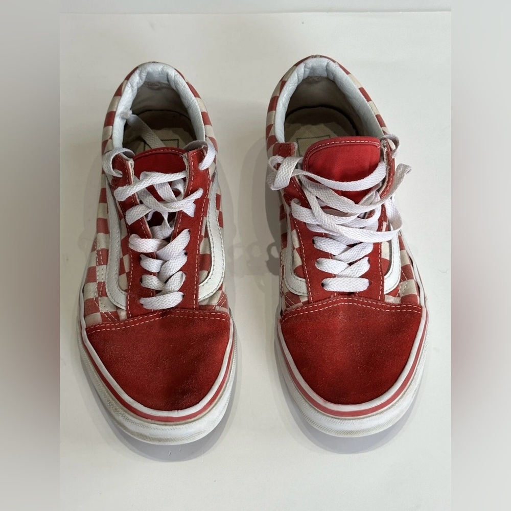 VANS Red Checkered Shoes Low Top Unisex Size 6M 7.5W 507452